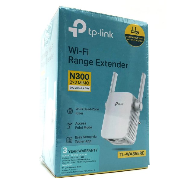 TP-Link TL-WA855RE N300 WiFi-forst�rker med to eksterne antenner til forbedring af tr�dl�s netv�rksd�kning i hjemmet