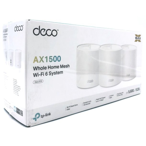 TP-Link Deco X10 WiFi 6 Mesh system med 3 enheder til stabil tr�dl�s d�kning i hele hjemmet